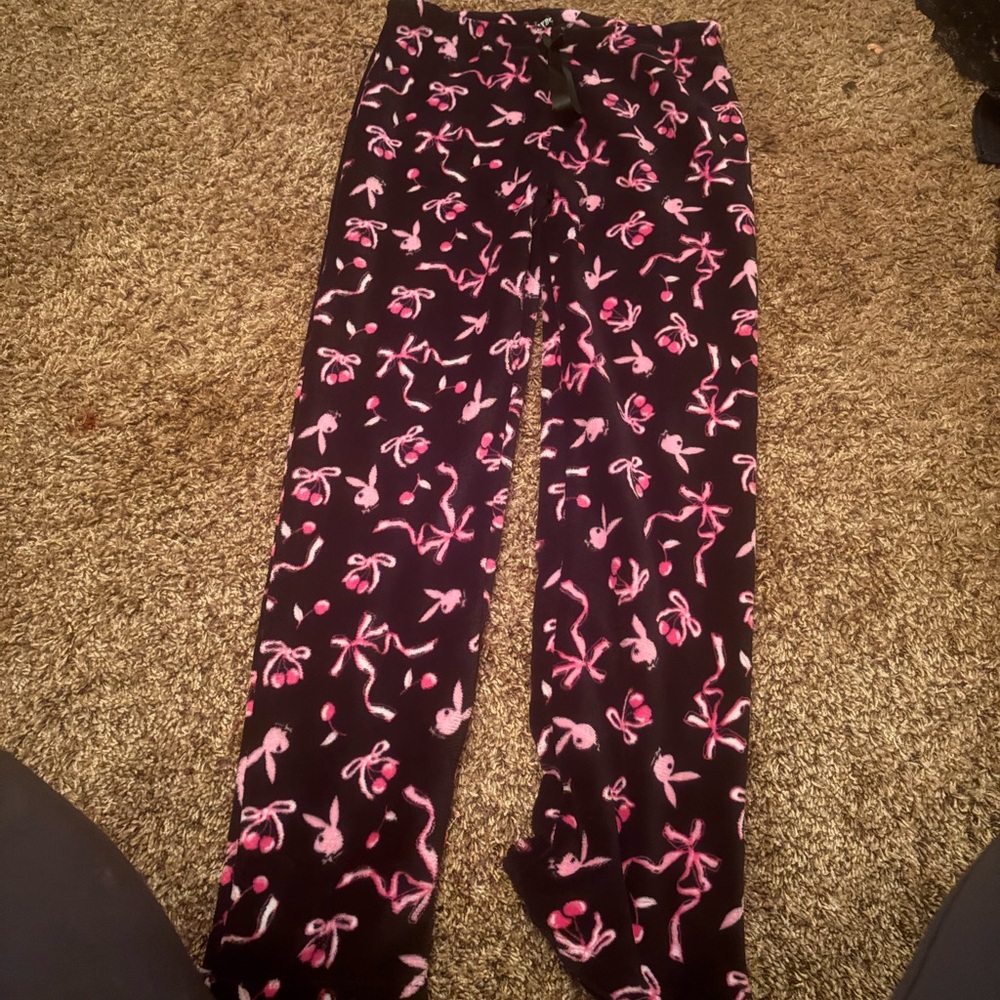PLAYBOY Black and Pink Pajama Pants